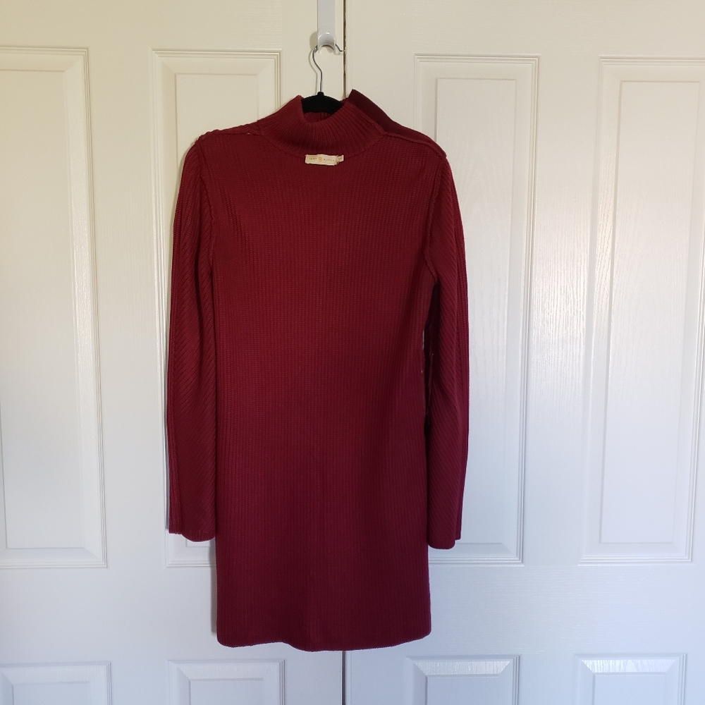 Tory Burch Brodie Tunic Dress Sweater Viscose Turtleneck Knit Size Medium - Picture 3 of 13